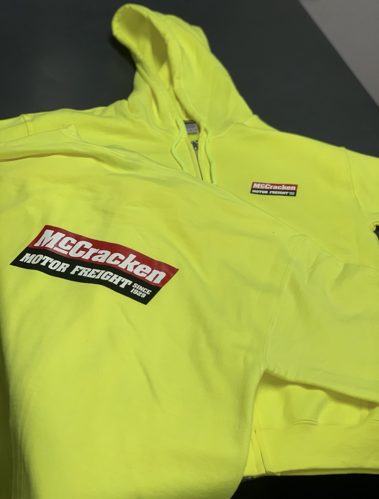 McCracken Motor Freight hi-vis hooded sweatshirt